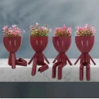 Bordo Dekoratif İnsan Şekilli Figür Saksı 3 Lü