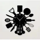 Dekoratif Lazer Kesim Mutfak Duvar Saati