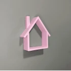 Ev Şekilli Dekoratif Duvar Rafı Pembe