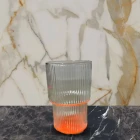 Fosforlu Renkli Origami Stil Cam Bardak Turuncu