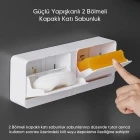 Güçlü Yapışkanlı 2 Bölmeli Kapaklı Katı Sabunluk