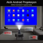 Hy320 Siyah Taşınabilir Sinema Projektörü 4K 1080p Bluetooth Android Projeksiyon