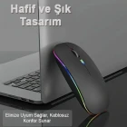Kablosuz Fare Wireless Mouse 4 Tuşlu Sessiz Şarj Edilebilir Dpı Kontrol