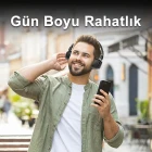 Katlanabilir Kafa Üstü Deri Kemerli Mikrofonlu Bluetooth 5.3 Kafa Üstü Kulaklık Uzun Süreli Kullanım Siyah