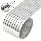 Kendinden Yapışkanlı Aynalı Mozaik Taşlı Dekor Bandı Disko Taşları 1 Metre Gümüş Renk