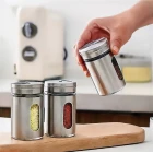 Metal Kaplamalı Cam Tuzluk Biberlik Baharatlık