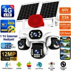 O-Kam Premium 4G 12MP SIM Kartlı 1 Yıl İnternet Hediyeli 4 Kameralı 4 Görüntülü Çift Solar Panelli Renkli Ledli Gece Görüşlü Güvenlik Kamerası OK-337Premium