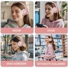 P68 Kafaüstü Bluetooth Kulaklık Kablosuz Stereo Kulaklık Pembe