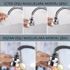 Tasarruflu 3 Fonksiyonlu Musluk Başlığı Gümüş