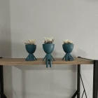 Yeşil Dekoratif İnsan Şekilli Figür Saksı 3 Lü