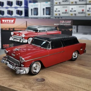 1955 Model Klasik Araba Bluetooth Hoparlör Speaker 10 Watt Fm Radyo Sd Kart USB Kırmızı