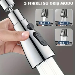 3 Fonksiyonlu Esnek Metalik Musluk Başlığı