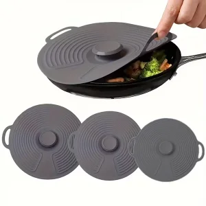 3 Lü Silikon Tencere Tava Kapağı Isı Koruyucu Silikon Kapak Yüksek Kaliteli Malzeme