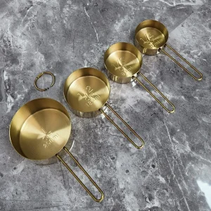 4 Adet Büyük Boy Paslanmaz Çelik Ölçü Kaşığı Seti Ölçü Kabı 60ml 80ml 125ml 250ml