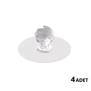 4 Adet Çok Amaçlı Yapışkan Kristal Tutacak Kulp