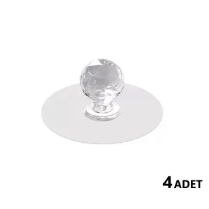 4 Adet Çok Amaçlı Yapışkan Kristal Tutacak Kulp