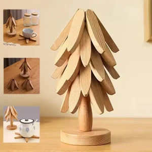 4 Lü Standlı Katlanır Bambu Nihale Pratik Ahşap Nihale Tencere Altlığı