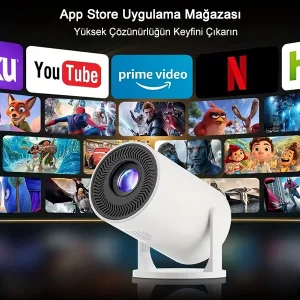 4K 1080P Taşınabilir Sinema Projektörü Ev Sineması Bluetooth Android Projeksiyon Cihazı