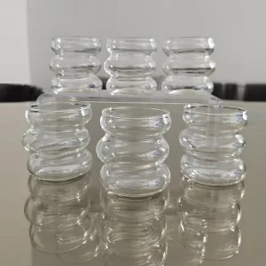 6 Lı Borosilikat Isıya Dayanıklı Kahve Yanı Halka Şekilli Bardak Sunum Bardağı