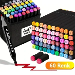 60 Lı Profesyonel Marker Boya Kalem Seti Proje Mimarlık Çizim Seti