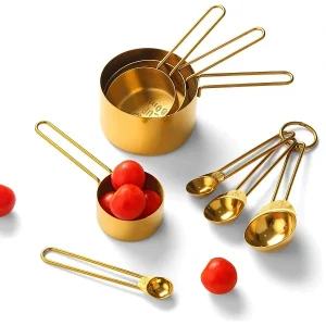 8 Adet Paslanmaz Çelik Ölçü Kaşığı Seti Ölçü Kabı 1.25ml 2.5ml 5ml 15ml 60ml 80ml 125ml 250ml