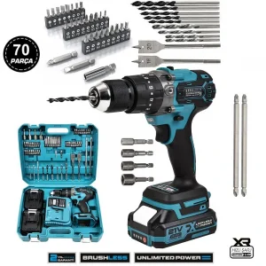 Assur 21v Çift Akülü Vidalama Çelik Mandren Kömürsüz Motor Darbeli Şarjlı Matkap