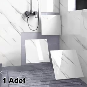 Beyaz Mermer Desenli Alüminyum Duvar Köpük Sticker 30 x 30 Cm