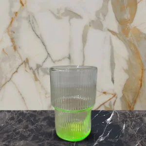 Fosforlu Renkli Origami Stil Cam Bardak Yeşil