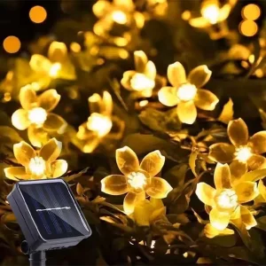 Güneş Enerjili Solar Çiçekli Dekoratif Gün Işığı 30 Led Bahçe Lambası 3 Metre