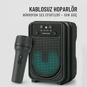 Karaoke Mikrofonlu Dinamik Ses Taşınabilir Bluetooth 3 İnç Hoparlör