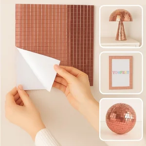 Kare Kendinden Yapışkanlı Aynalı Mozaik Dekor Taşları Disko Taşı Panel 30 x 30 Cm Bronz