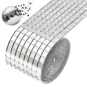 Kendinden Yapışkanlı Aynalı Mozaik Taşlı Dekor Bandı Disko Taşları 1 Metre Gümüş Renk