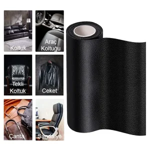 Kendinden Yapışkanlı Deri Döşeme Deri Tamir Kiti Siyah 100 Cm x 50 Cm