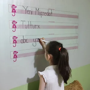 Kılavuz Çizgili Statik Öğrenci Yazı Tahtası Yeni Müfredat 100x56 Cm