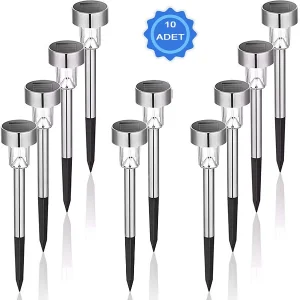 Metal Gövdeli Solar Güneş Enerjili Bahçe Lambası Saplamalı 10 Lu