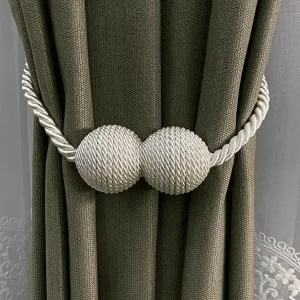 Örgülü Mıknatıslı Perde Mandalı Tokası Krem