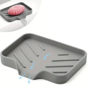 Silikon Su Giderli Mutfak Banyo Vantuzlu Esnek Sabunluk