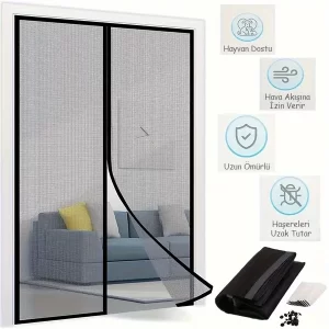 Siyah Mıknatıslı Kapı Sinekliği 105 x 210 cm