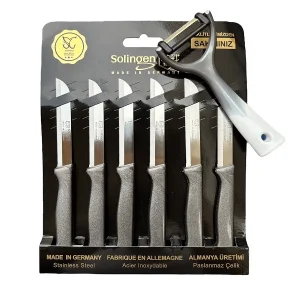 Solingen Tırtıklı Meyve Bıçağı ve Sapan Soyacak Gri