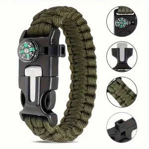 Survival Kamp Bileklik Düdük Çok Amaçlı Pusula Çakmak Keski Hayatta Kalma Bilekliği