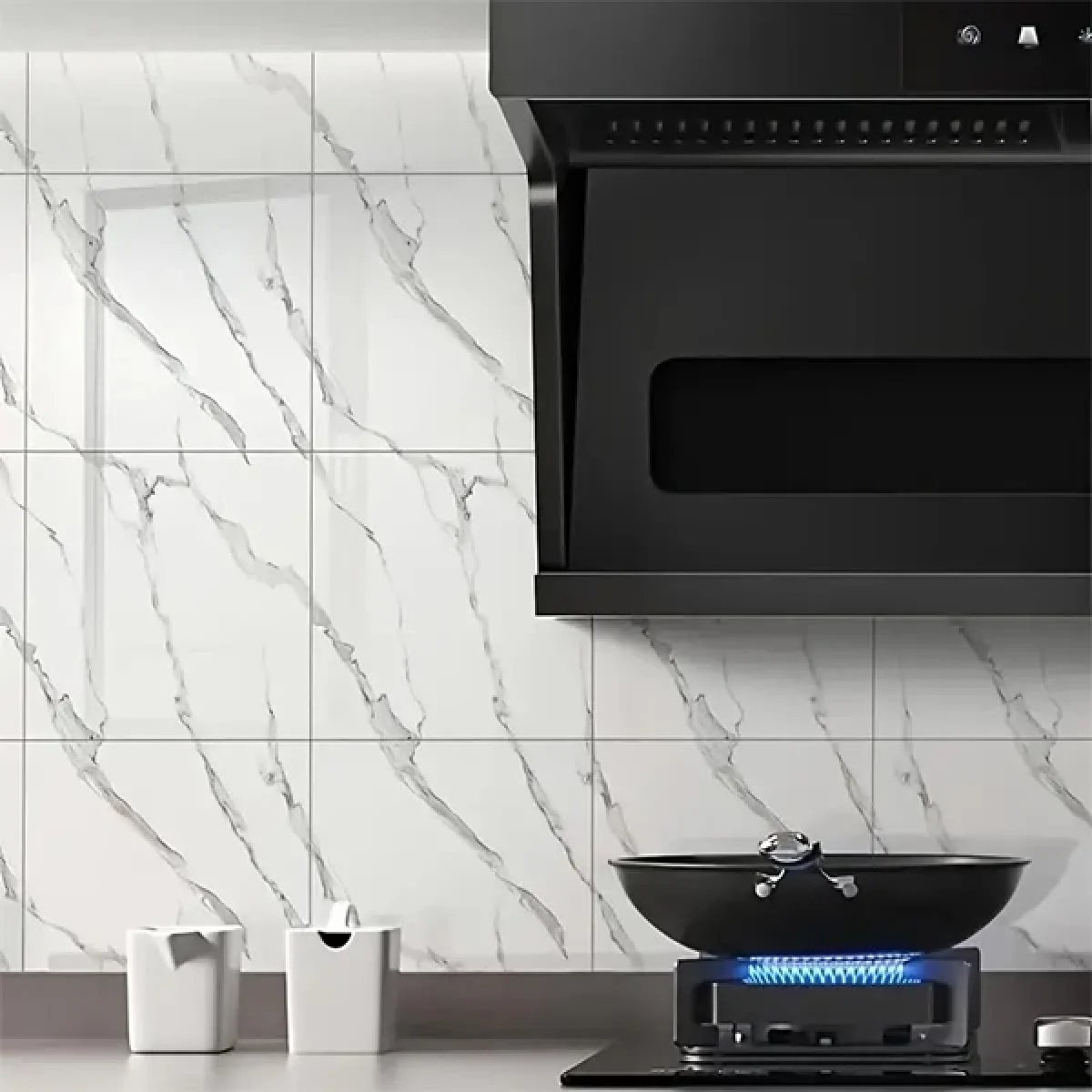 10 Adet Beyaz Mermer Desenli Alüminyum Duvar Köpük Sticker 30 x 30 Cm