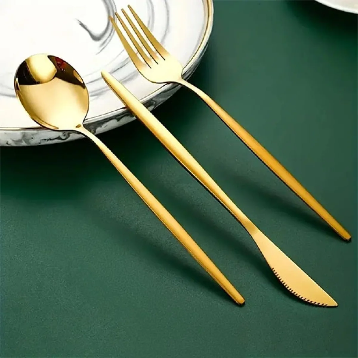 18 Parça Parlak Gold Çatal Kaşık Bıçak Seti