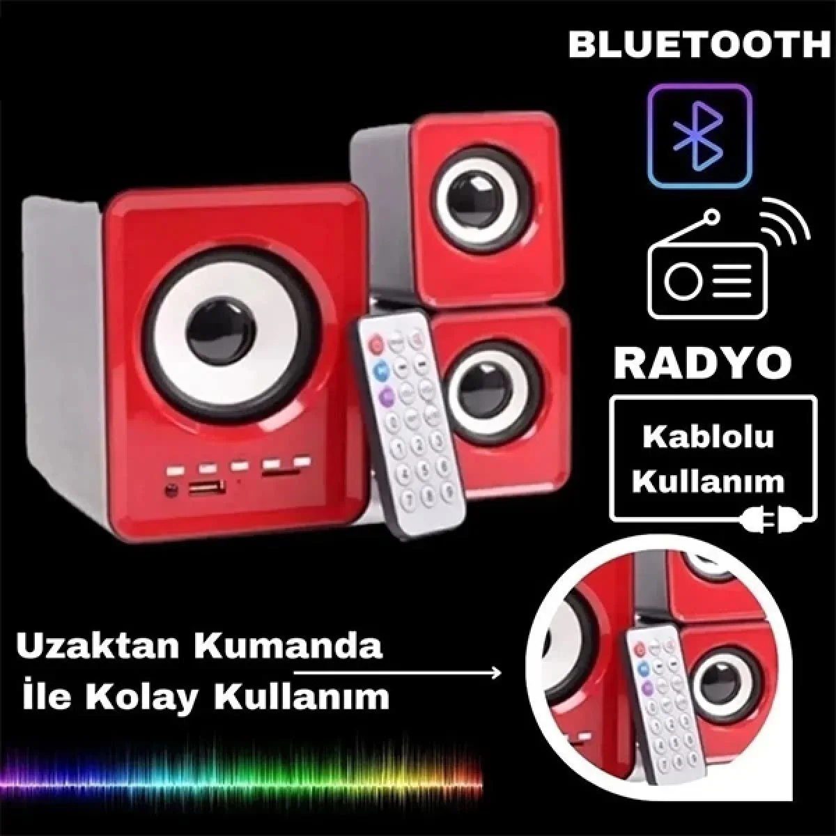 2+1 Mini Bluetooth Ses Sistemi Hoparlör Pc Tv Telefon