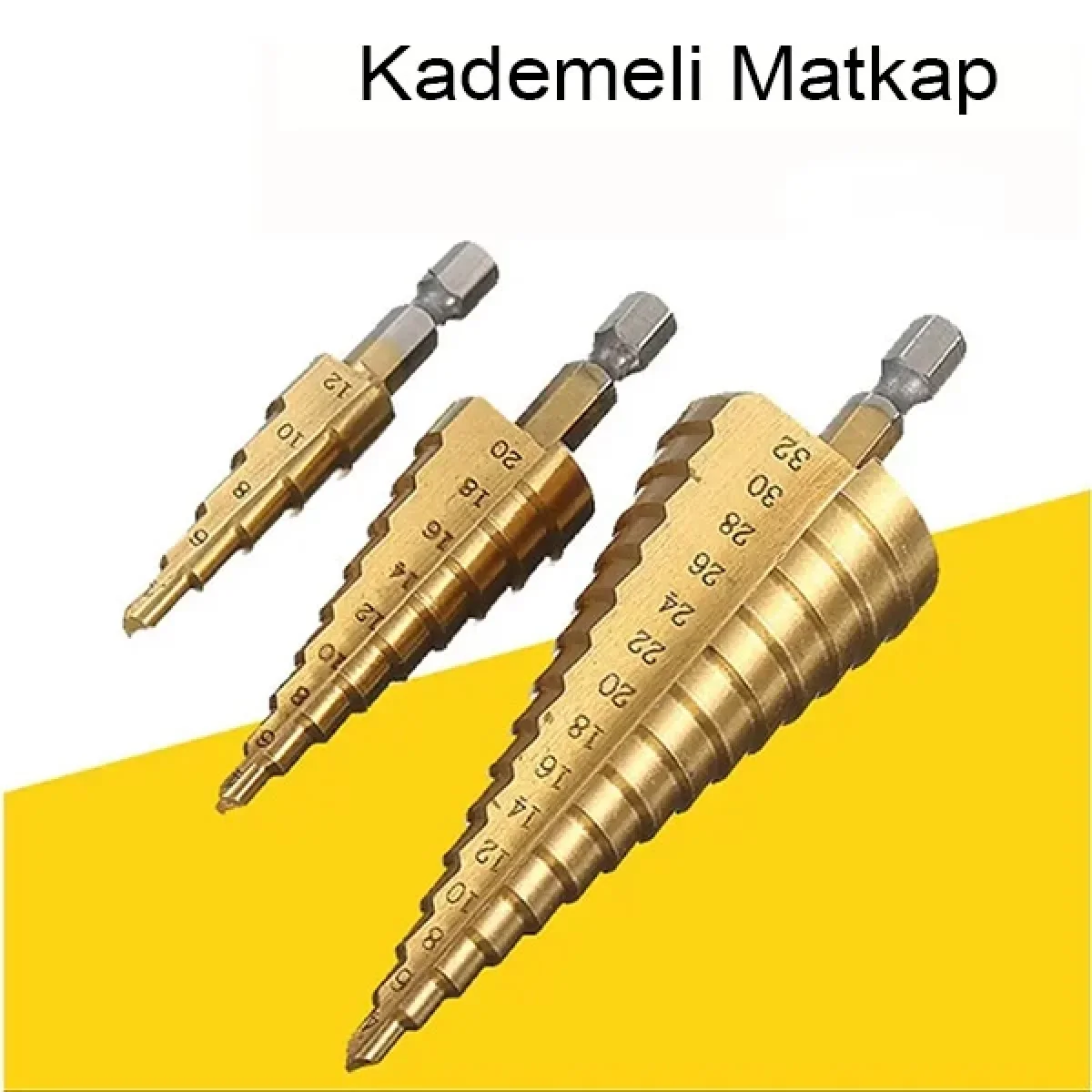 3 Lü Paslanmaz Matkap Ucu Kademeli Sac Delme Aparatı