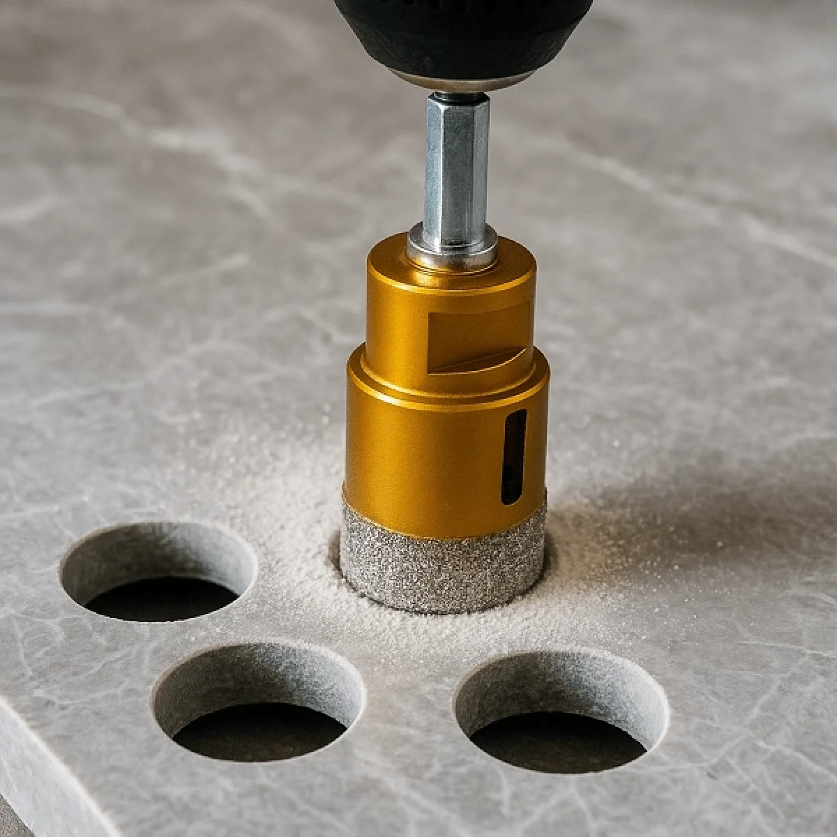 33 Mm Granit Mermer Seramik Delme Aparatı Panç Spiral ve Matkaba Takılabilir