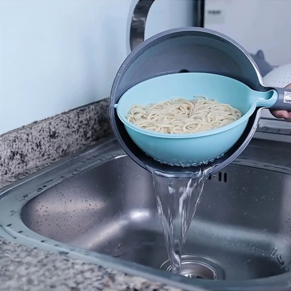 360 Derece Dönen Pirinç Yıkama Makarna Süzgeci