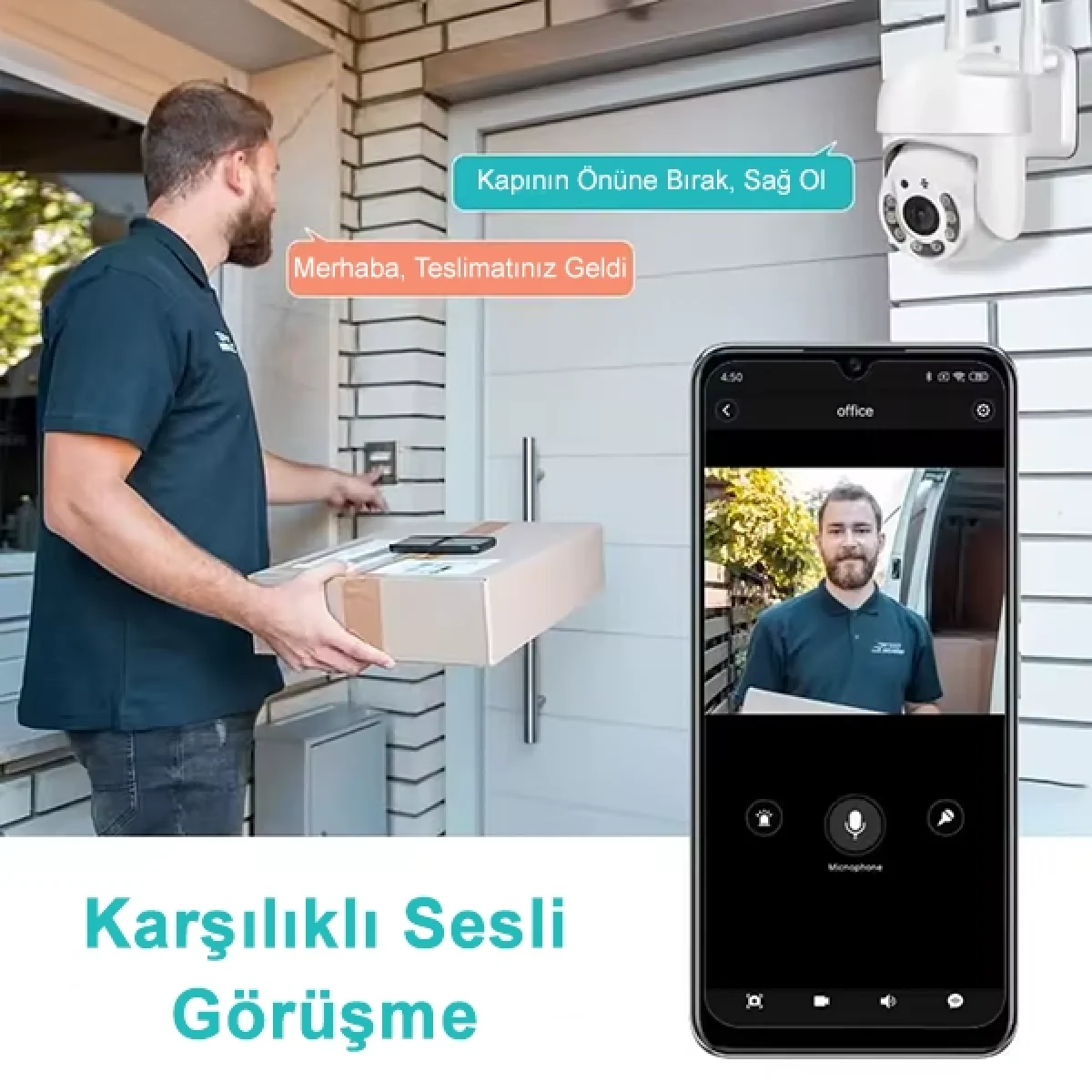 360 Dönebilen Kablosuz Wifi Ip Kamera 1080P Full HD Renkli Gece Görüşlü Su Geçirmez Sesli Görüşme Hareket Takip
