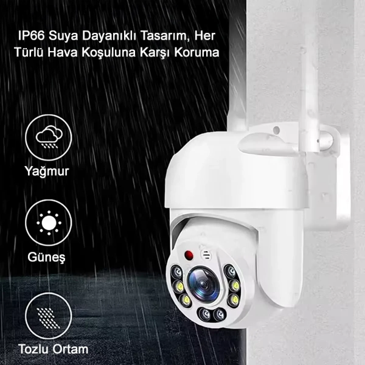 360 Dönebilen Kablosuz Wifi Ip Kamera 1080P Full HD Renkli Gece Görüşlü Su Geçirmez Sesli Görüşme Hareket Takip