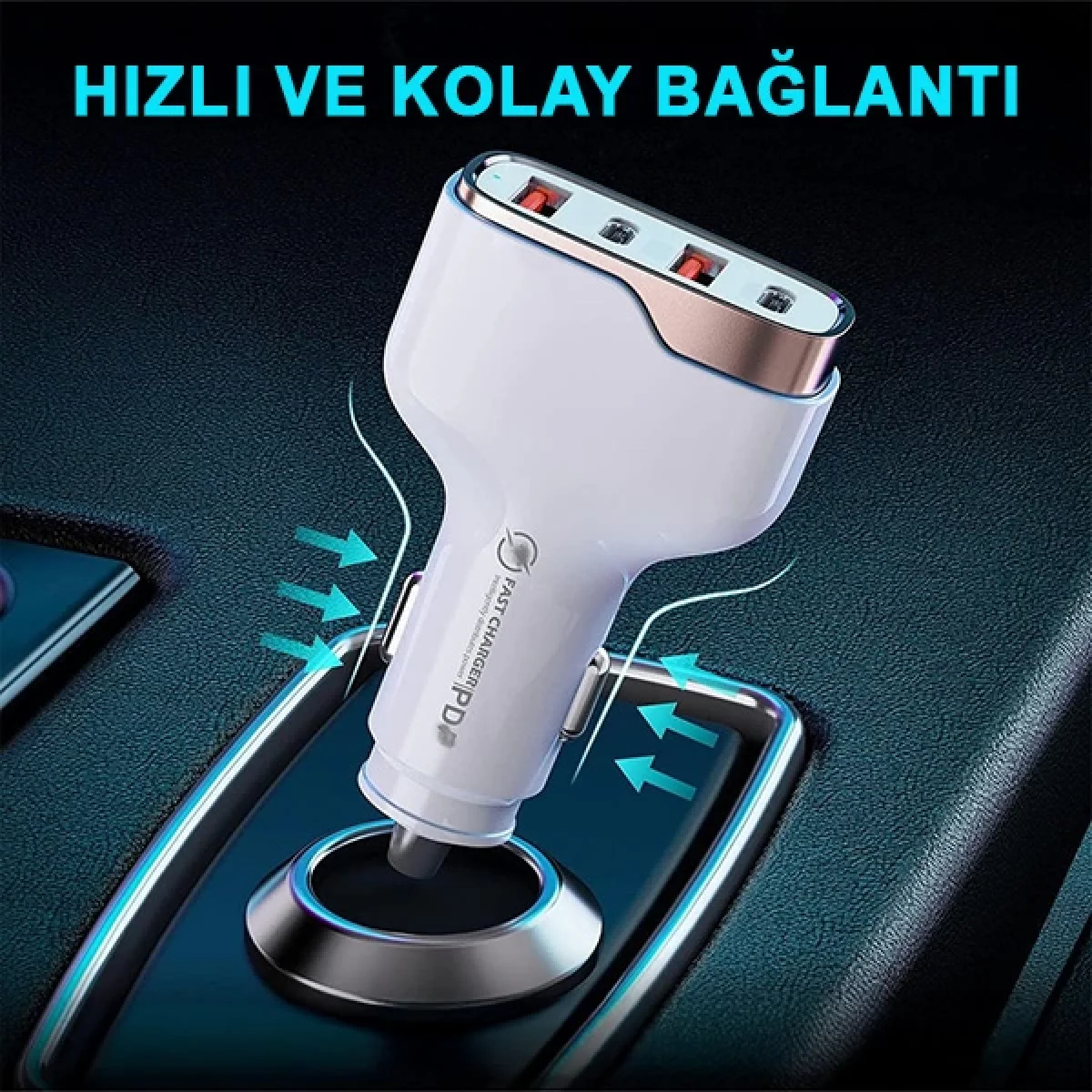 4 Girişli 96W Type-c Usb Araç Çakmaklık 3.0 Oto Hızlı Şarj Soketi Araba Çakmaklık Şarjı