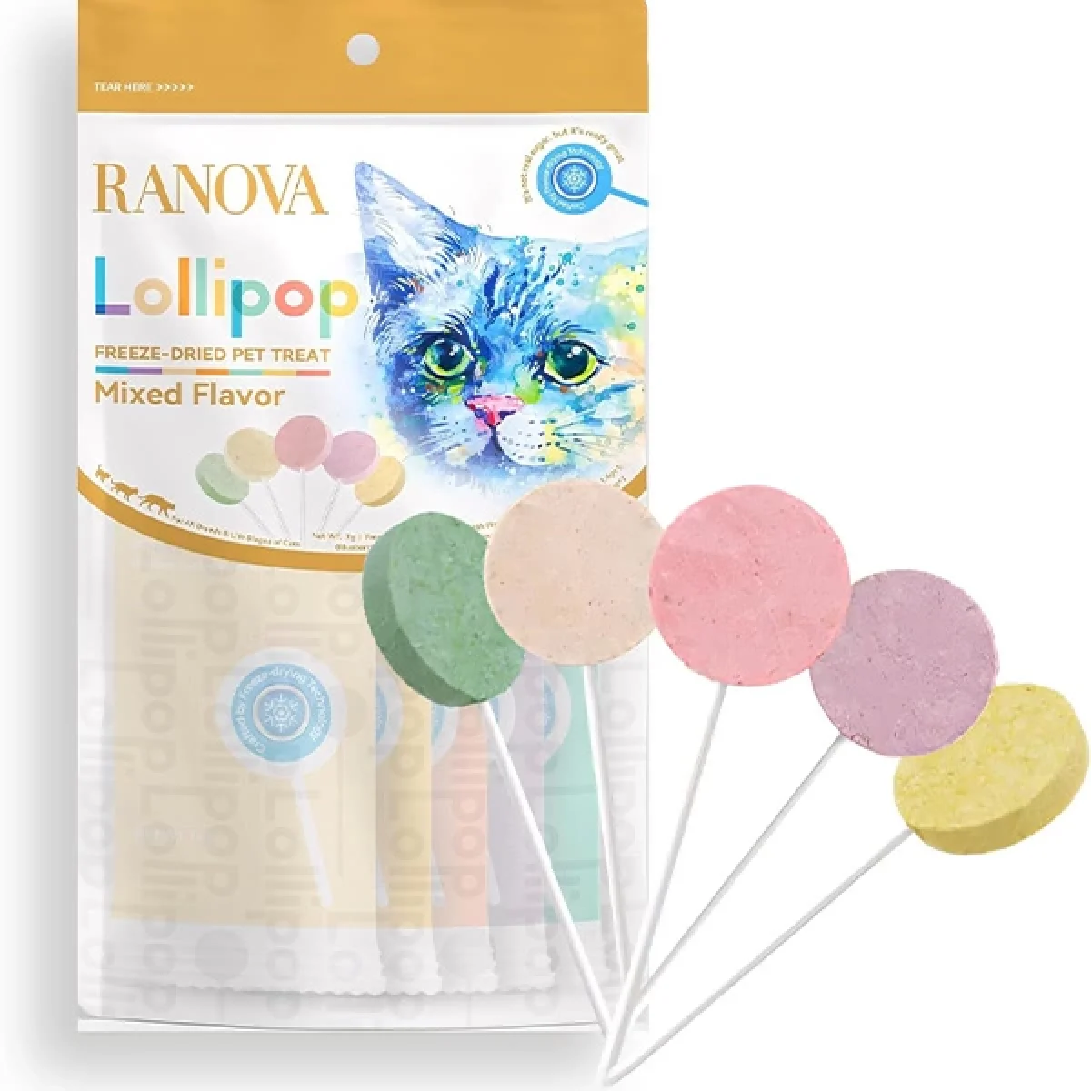 5 Adet Malt Destekli Kedi Lolipopu Kedi Ödülü